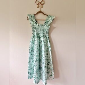 ⛷️💚❄️Hill House ‘Winter Toile’ Ellie tiered midi-dress ❄️💚⛷️